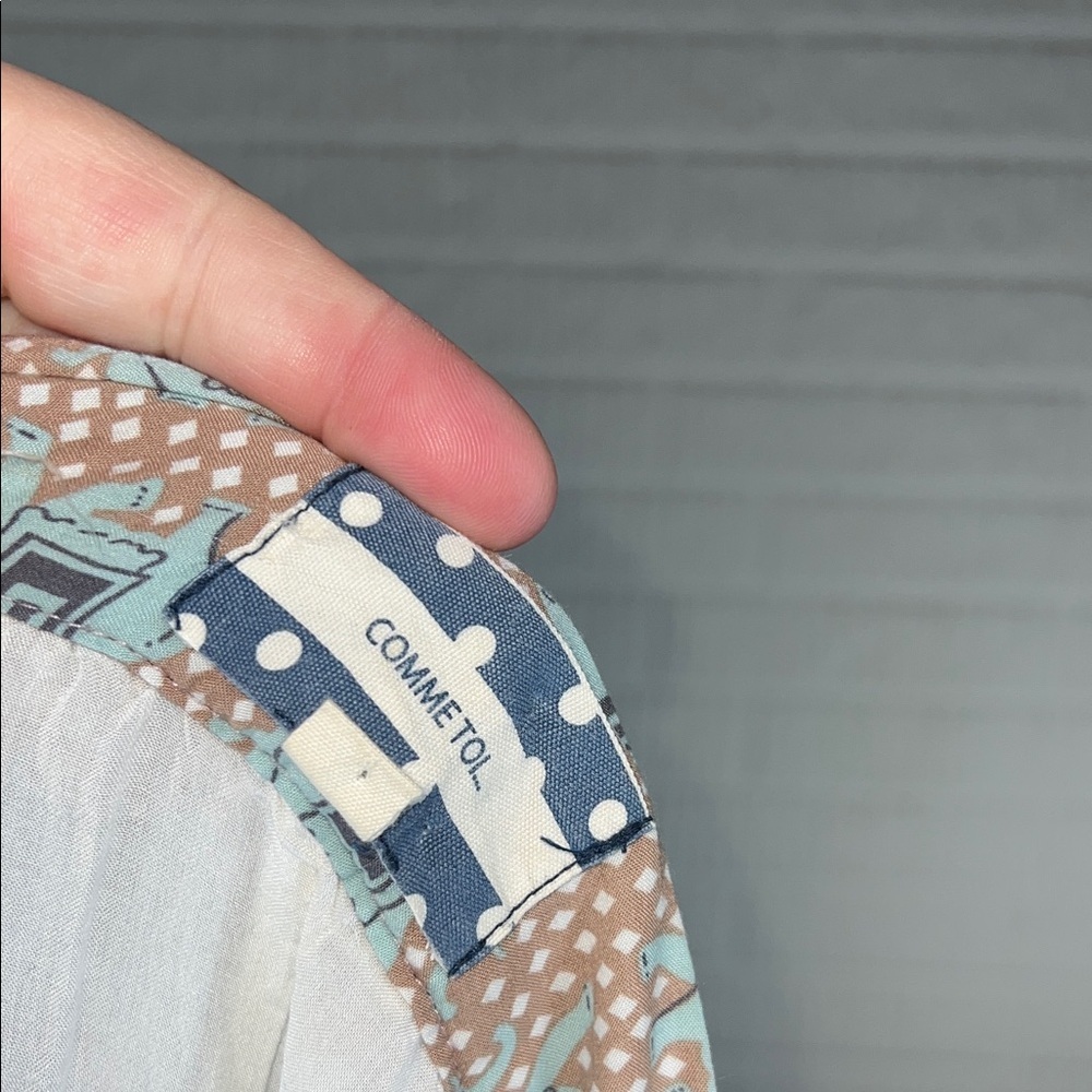 Comme Toi Elephant Boho Printed Midi Skirt in Light Brown and Teal - Picture 3 of 4
